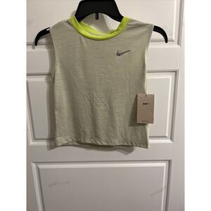 NWT Nike Girls Small Dri-Fit‎ Yoga Tank Top Olive Aura (Green) $35 MSRP